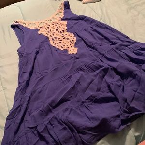 Dark navy blue dress with white lace back